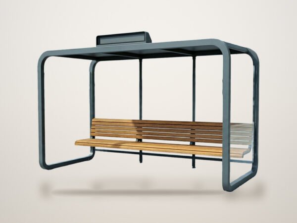 LINEA bus shelter – steel & wood
