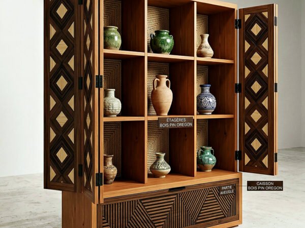 Mashrabiya wooden display cabinet