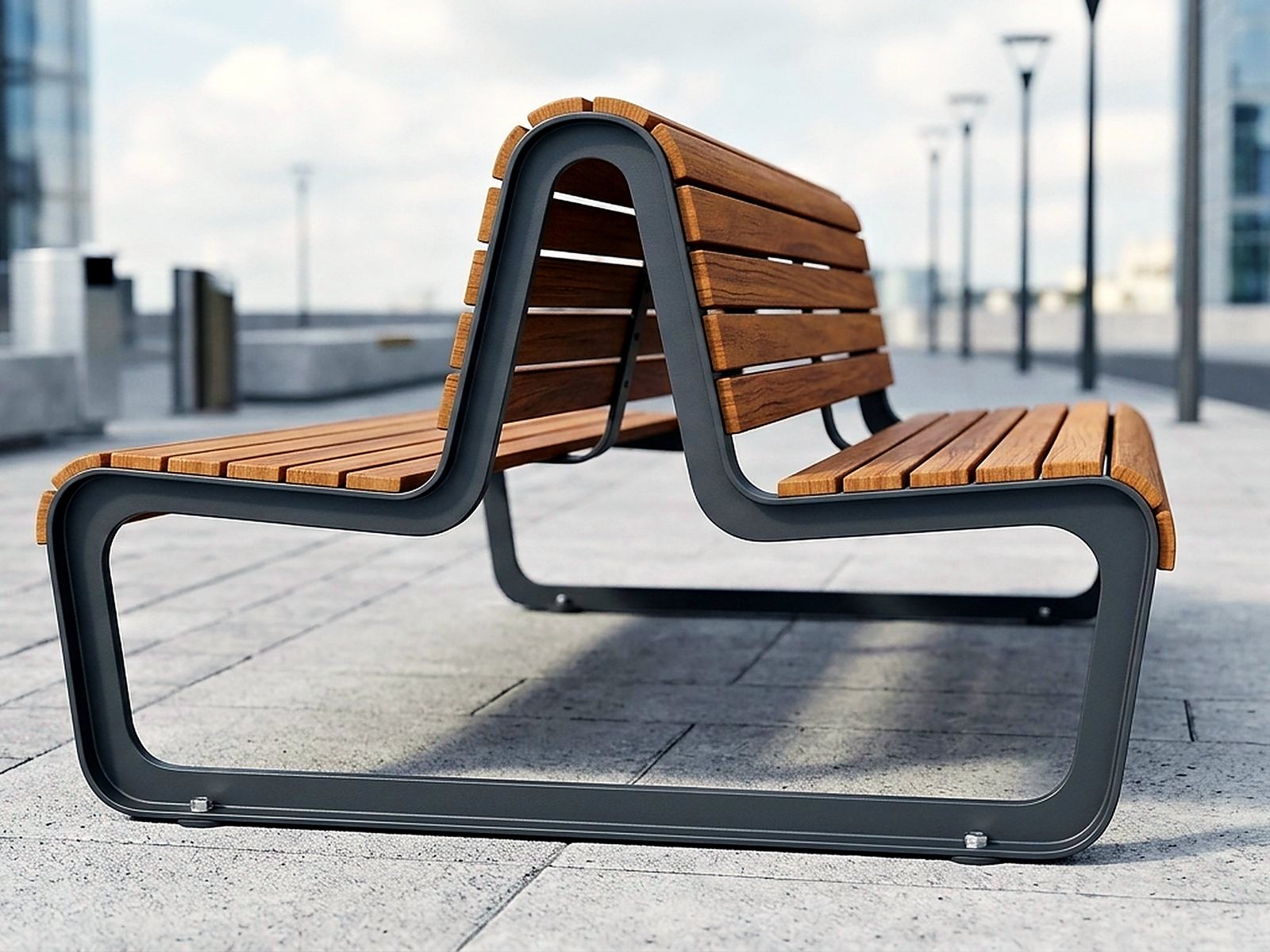 ONDA urban bench – steel & hardwood