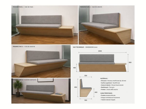Restaurant banquette – wood & fabric