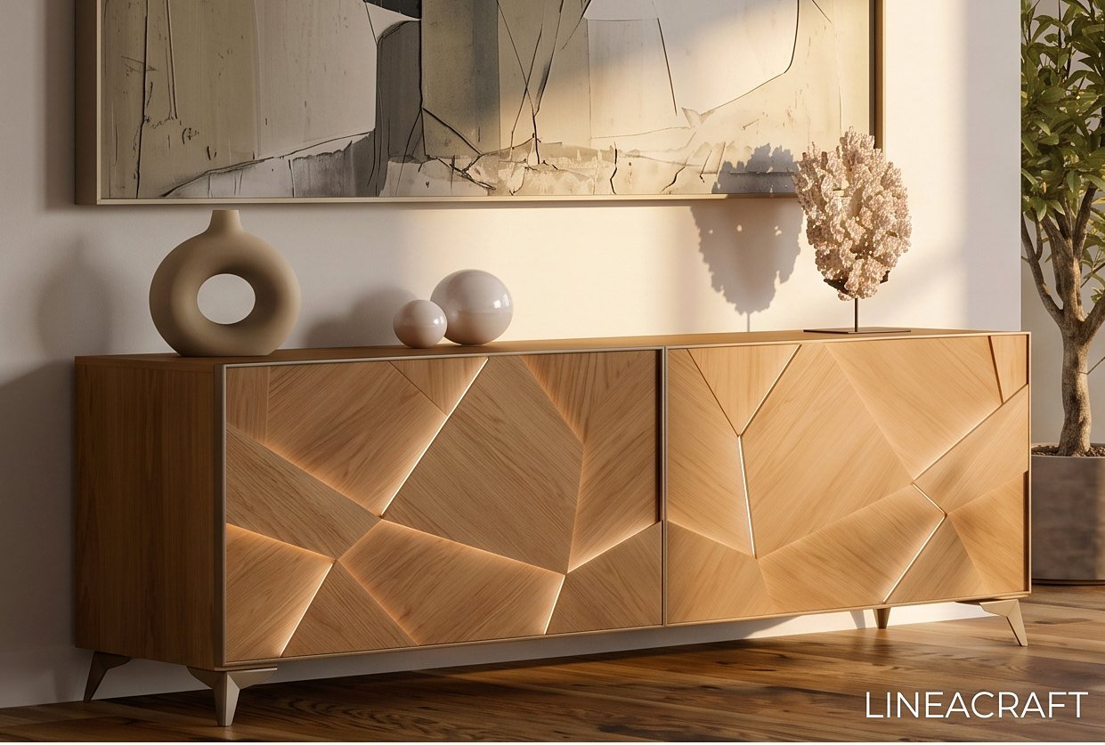 Facettes Sideboard 200 cm – Oak Marquetry