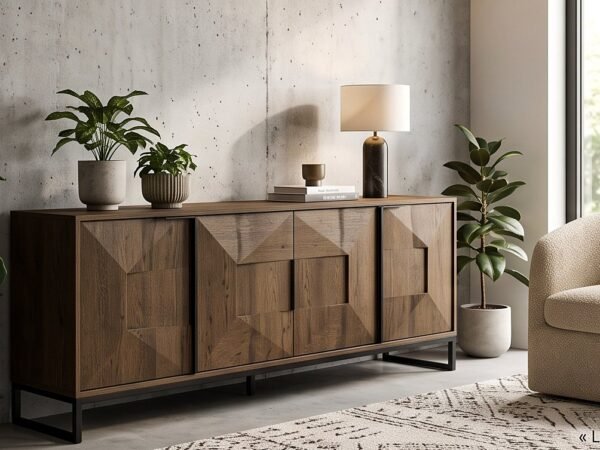 Rhombe Sideboard 180 cm – Walnut & Black Metal