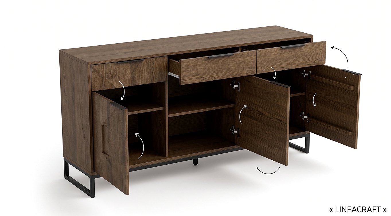 Rhombe Sideboard 180 cm – Walnut & Black Metal – 2
