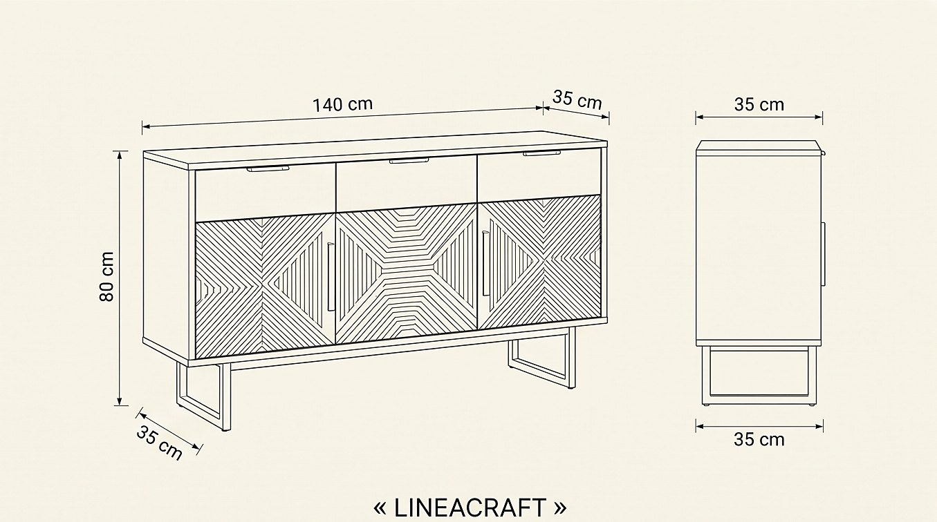 Zigzag Sideboard 140 cm in Oak – 4
