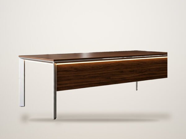 Executive desk – walnut & brushed steel