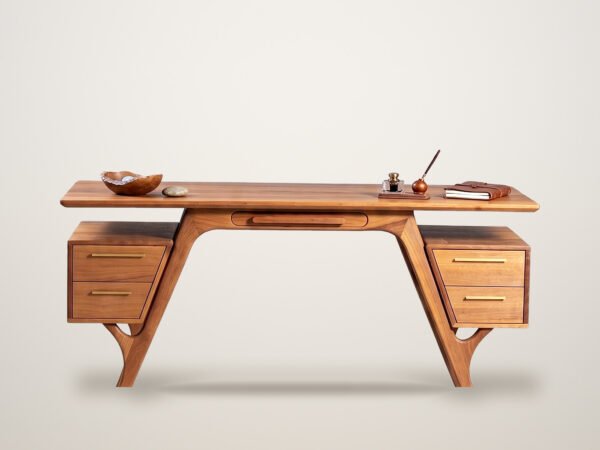 Mid-century walnut desk – 2 drawer units