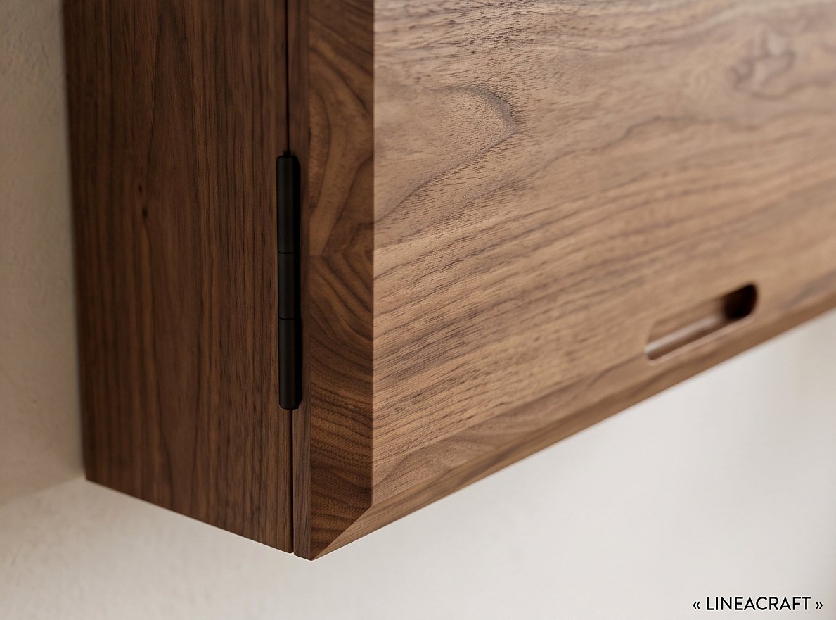 Wall-Mounted Fold-Down Desk in Walnut – 3