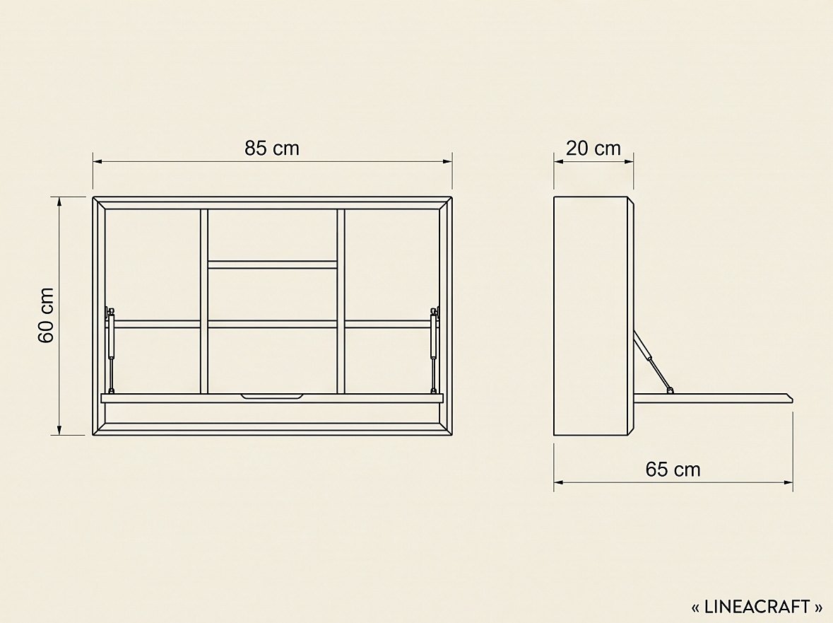 Wall-Mounted Fold-Down Desk in Walnut – 4