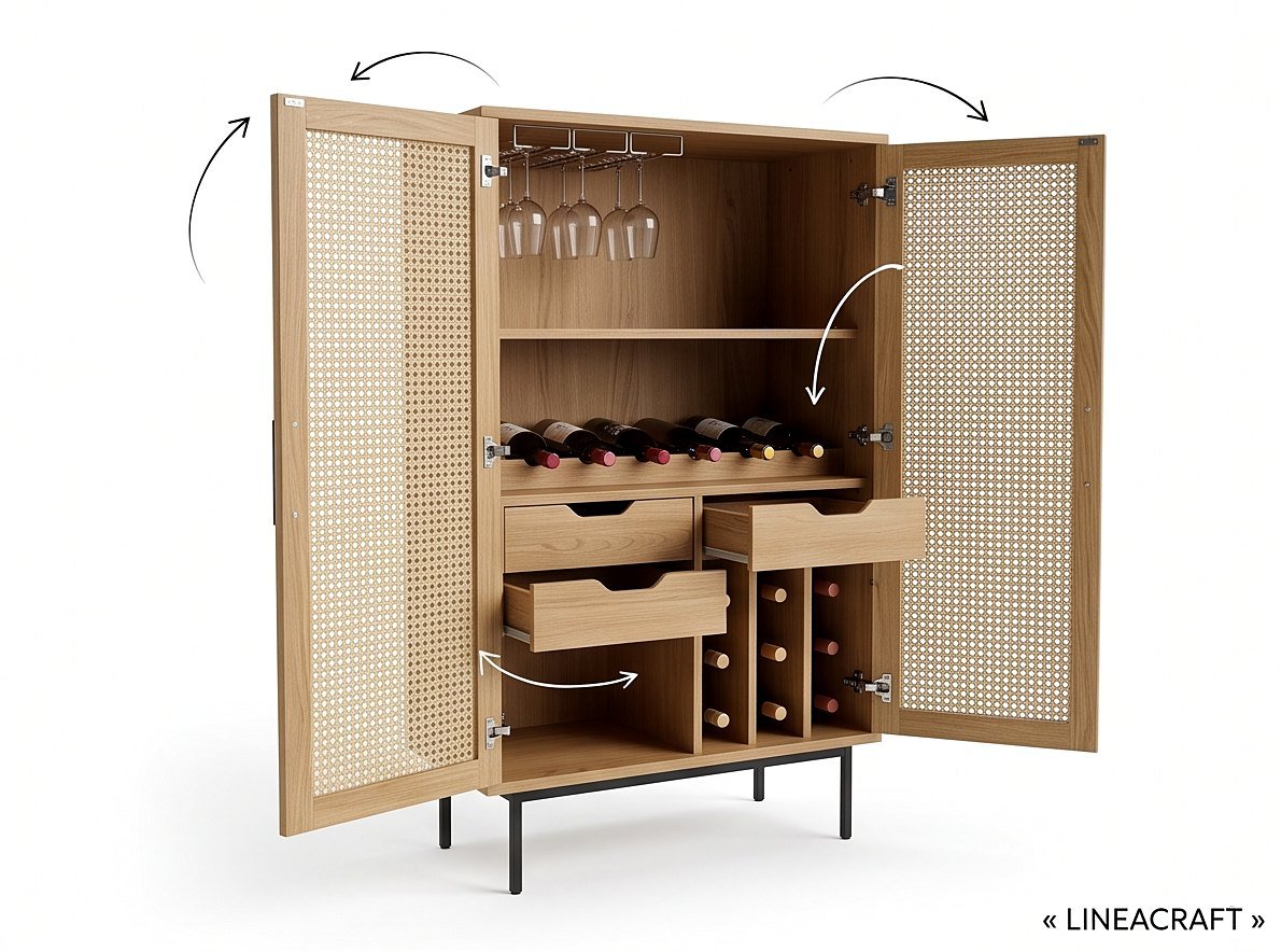 Cane & Oak Bar Cabinet – 2