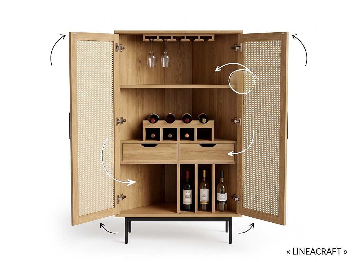 Cane & Oak Bar Cabinet – 4