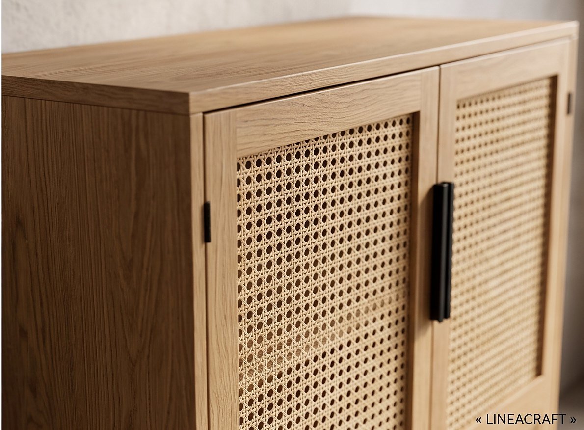 Cane & Oak Bar Cabinet – 5