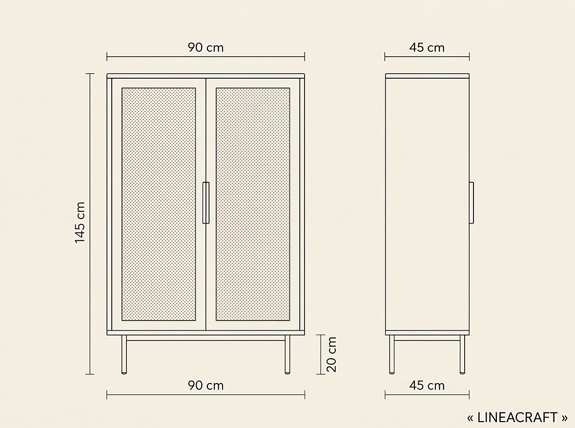 Cane & Oak Bar Cabinet – 6