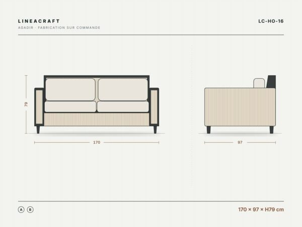 2-Seater Aluminium & Tensioned Rope Sofa