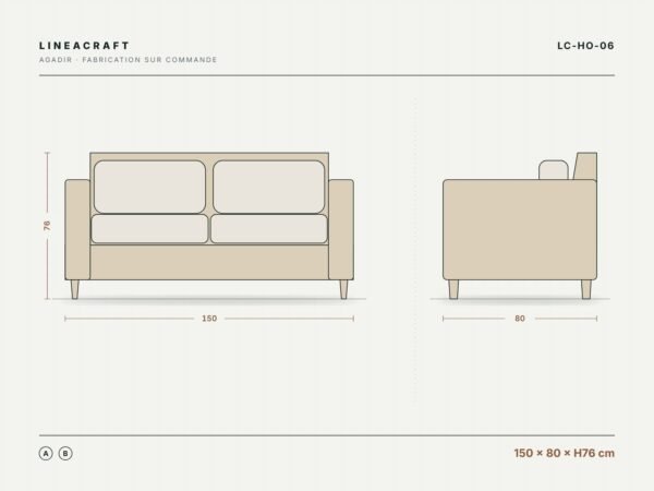 2-Seater Limed Oak Sofa