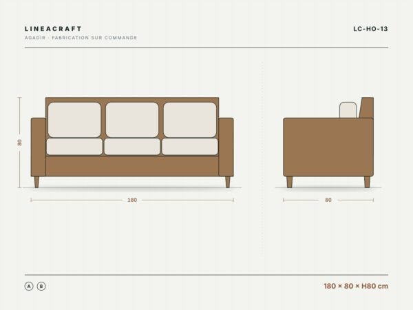 Aged Oak Sofa, 180 cm