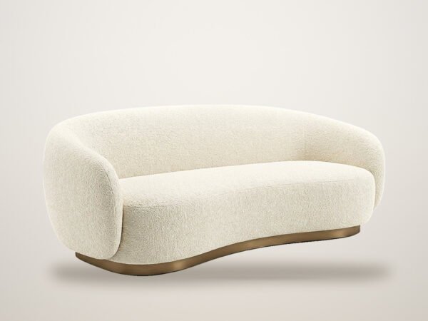 Curved bouclé sofa