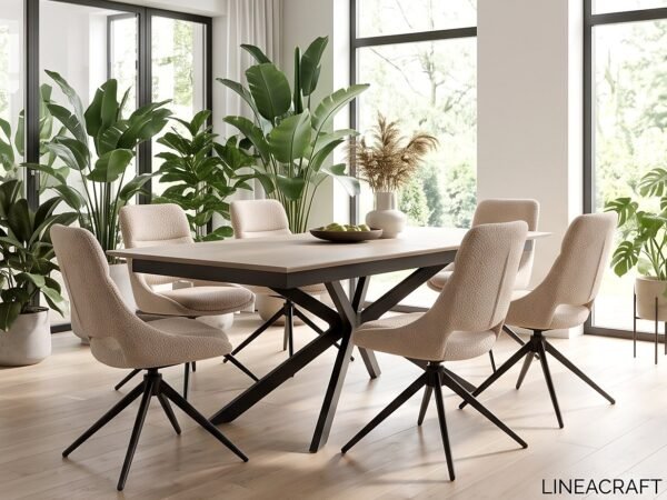 Bouclé Swivel Dining Chair