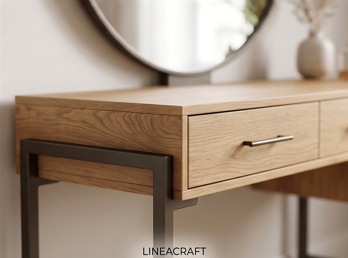 Dressing Table with Round Mirror and Stool – 3