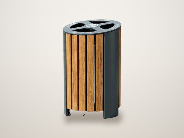 Urban litter bin – wood & steel 60 L