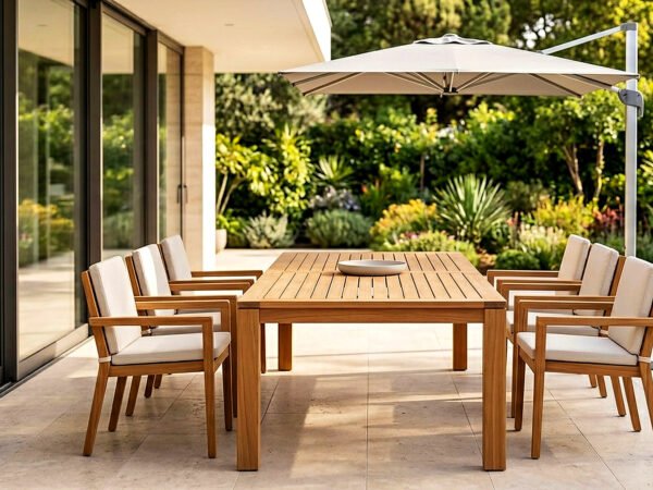Teak outdoor dining set – table for 8