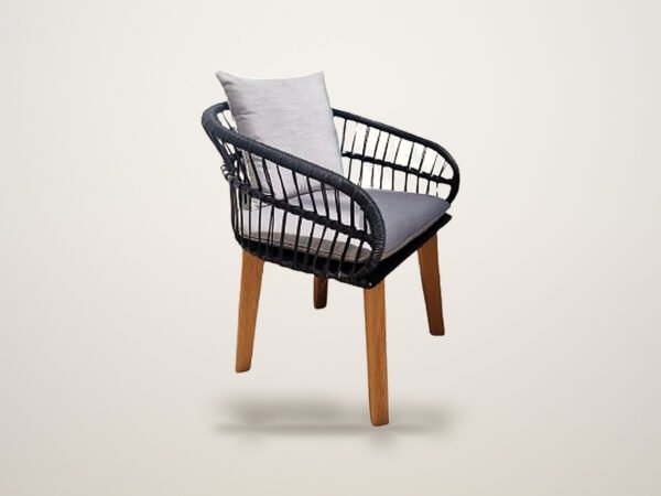 Woven outdoor armchair – rope & wood