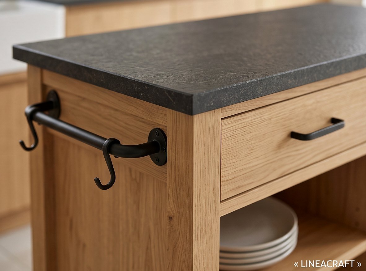 Mobile Kitchen Island, Oak & Granite – 5