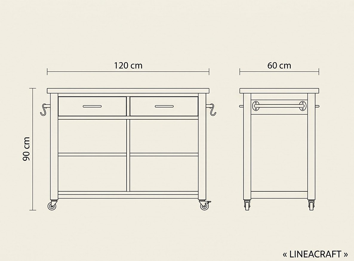 Mobile Kitchen Island, Oak & Granite – 6