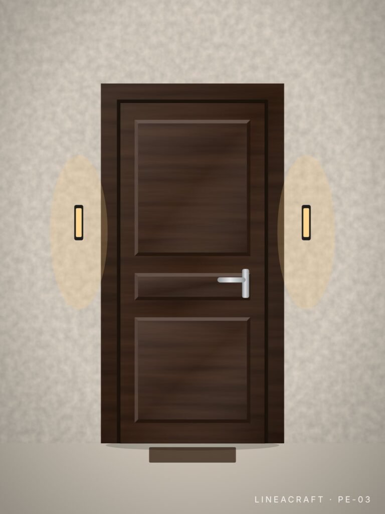 Front entrance door PE-03 – three panels, dark wenge – LINEACRAFT