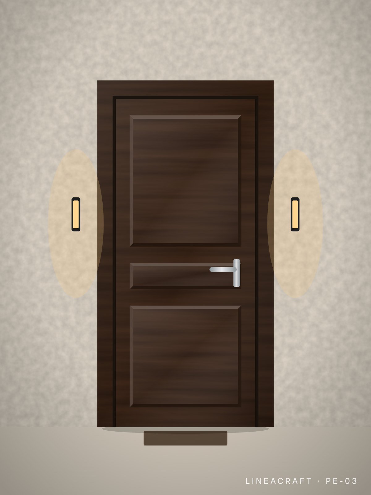 Front entrance door PE-03 – three panels, dark wenge – LINEACRAFT