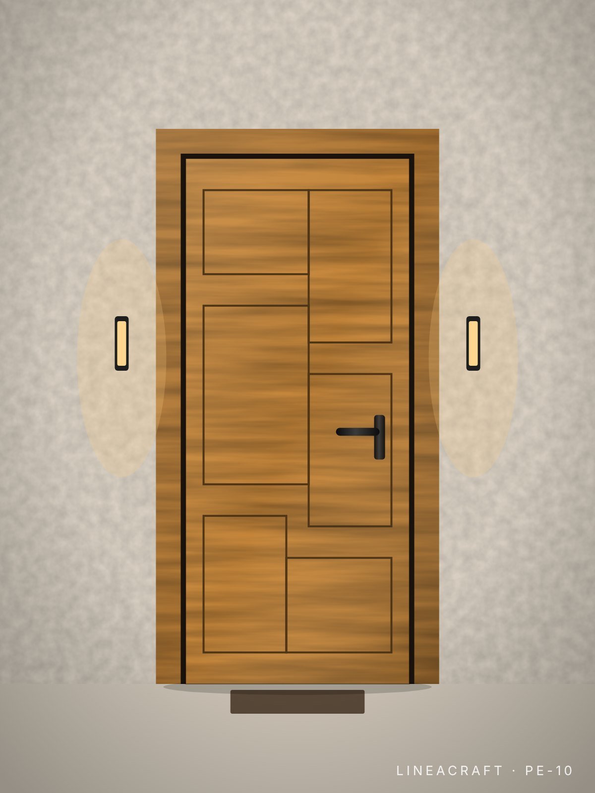 Front entrance door PE-10 – relief blocks, honey oak – LINEACRAFT