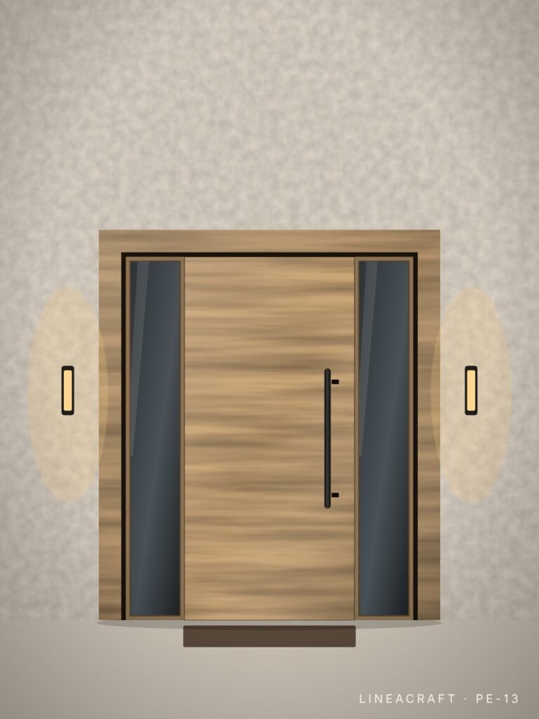Front entrance door PE-13 – flush smooth, light ash – LINEACRAFT