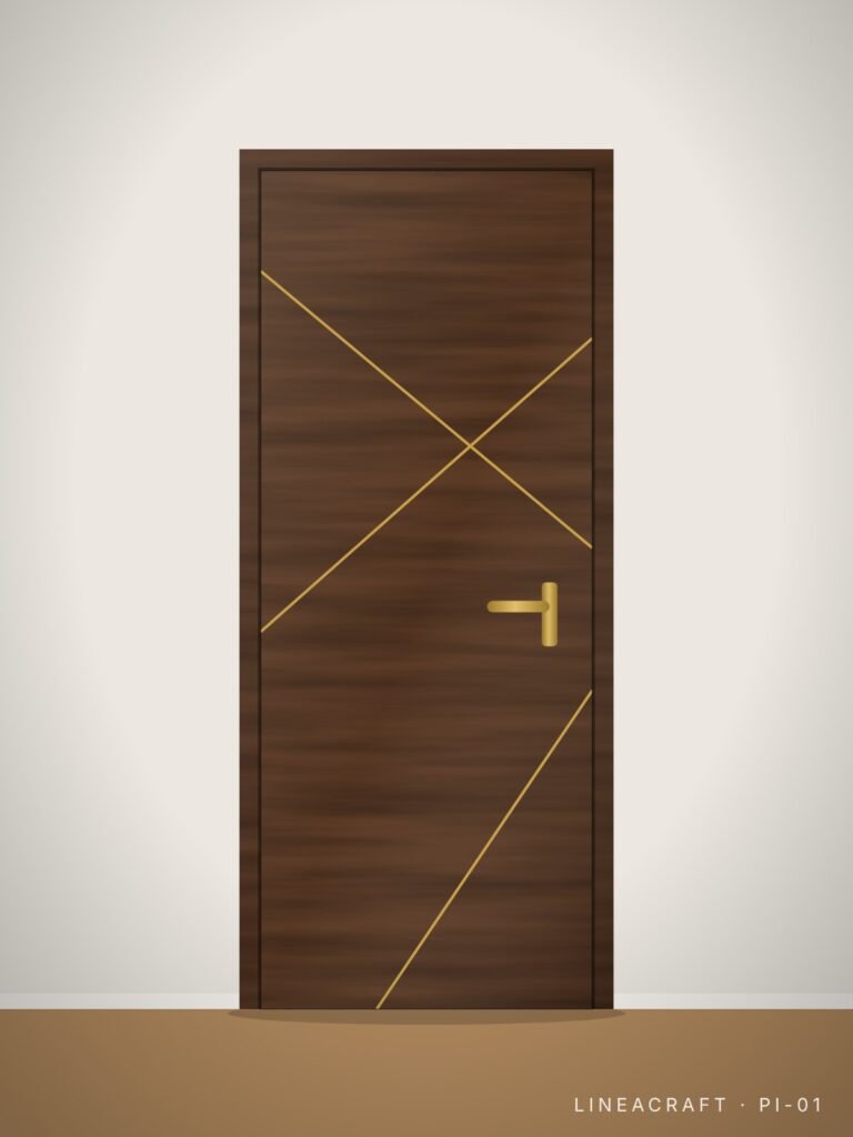 Interior door PI-01 – diagonal lines, walnut – LINEACRAFT