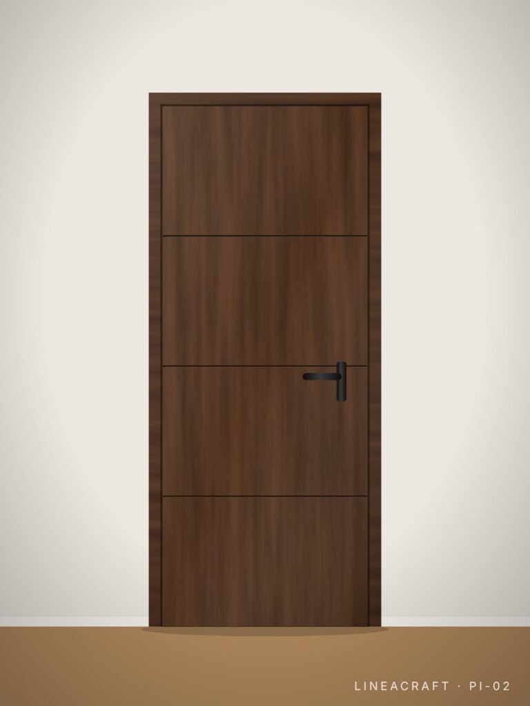 Interior door PI-02 – horizontal grooves, walnut – LINEACRAFT