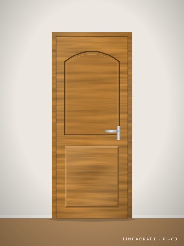 Interior door PI-03 – arched panel, honey oak – LINEACRAFT