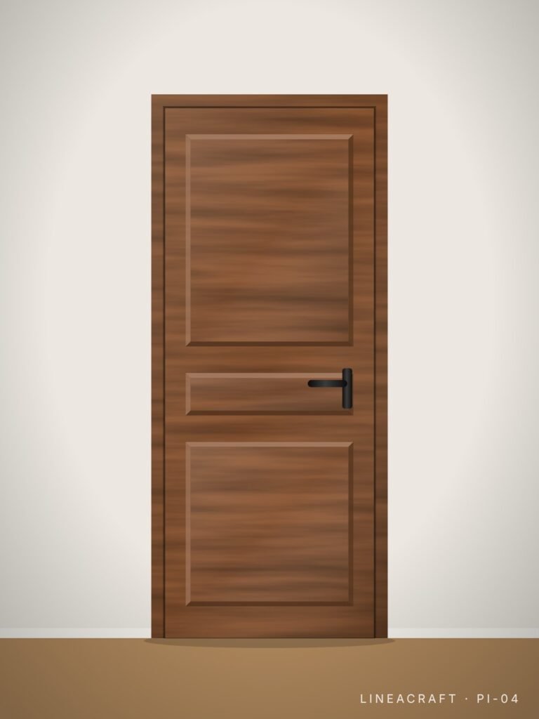 Interior door PI-04 – three panels, teak – LINEACRAFT
