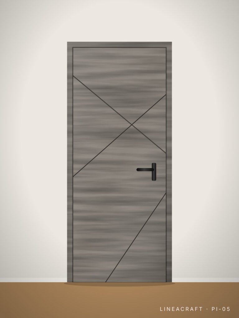 Interior door PI-05 – diagonal lines, grey oak – LINEACRAFT