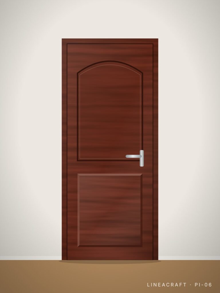 Interior door PI-06 – arched panel, mahogany (sapele) – LINEACRAFT