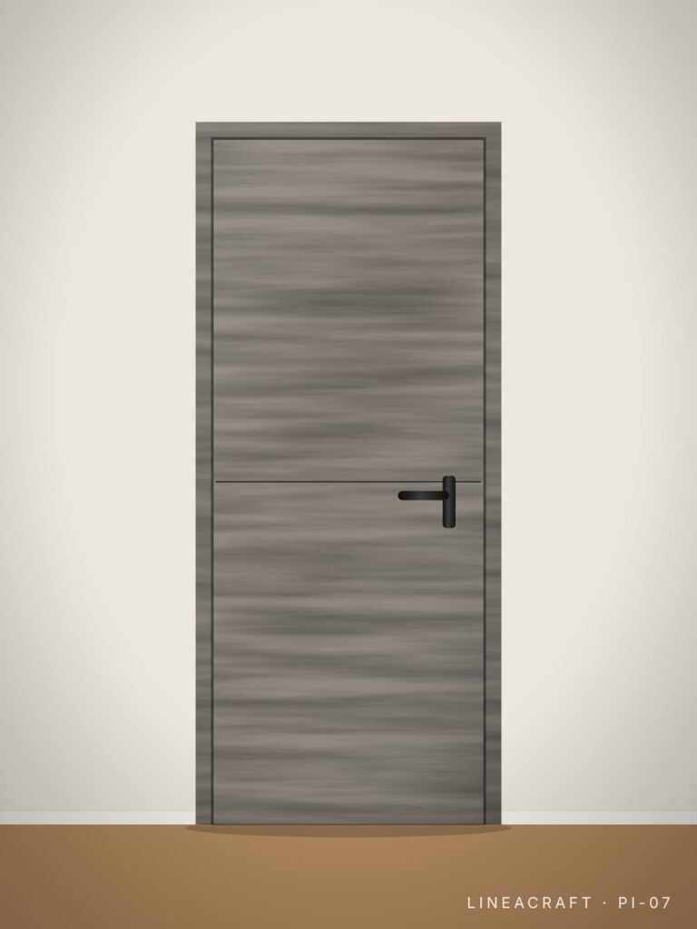 Interior door PI-07 – flush smooth, grey oak – LINEACRAFT