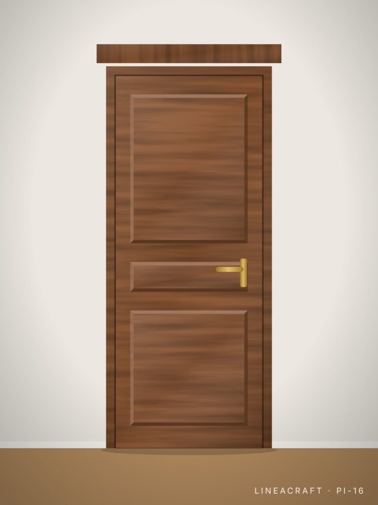Interior door PI-16 – three panels, teak – LINEACRAFT