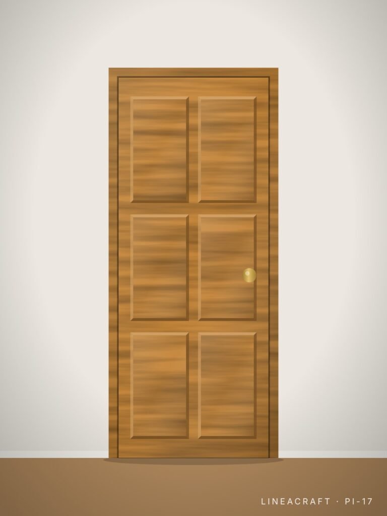 Interior door PI-17 – classic six panels, honey oak – LINEACRAFT