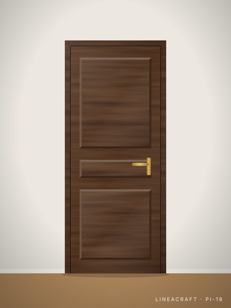 Interior door PI-18 – three panels, walnut – LINEACRAFT
