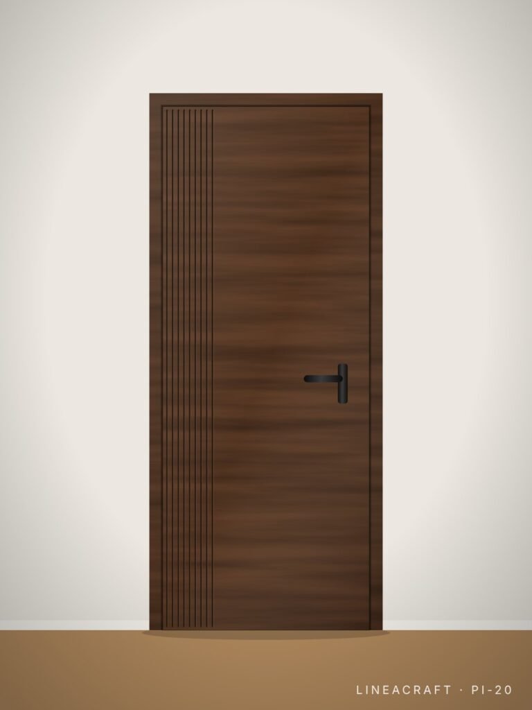 Interior door PI-20 – fluted, walnut – LINEACRAFT