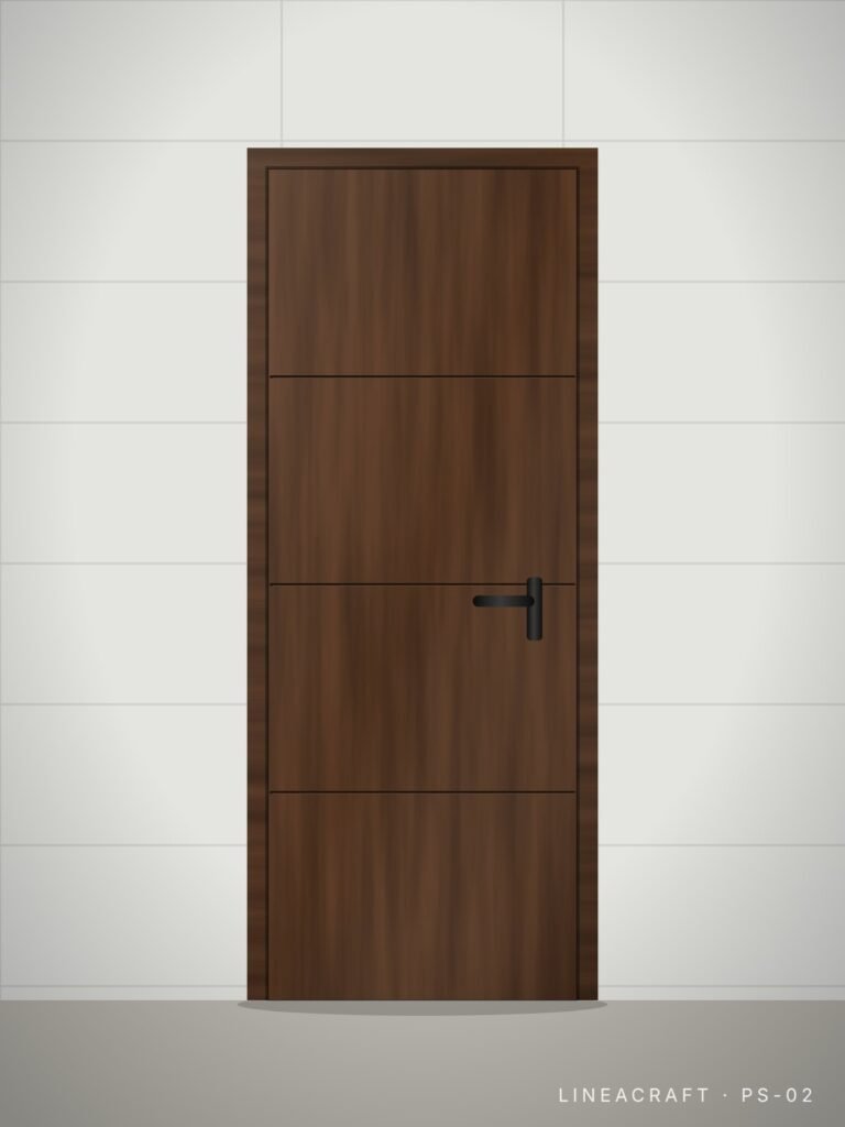 Bathroom door PS-02 – horizontal grooves, walnut – LINEACRAFT