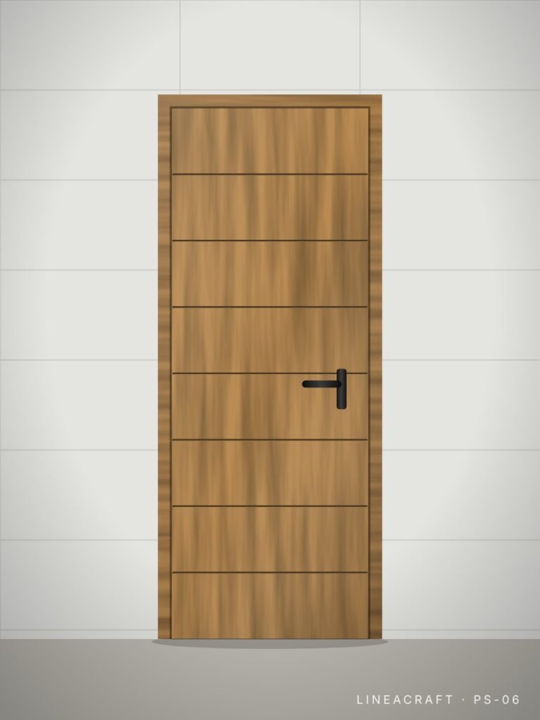 Bathroom door PS-06 – horizontal grooves, natural pine – LINEACRAFT