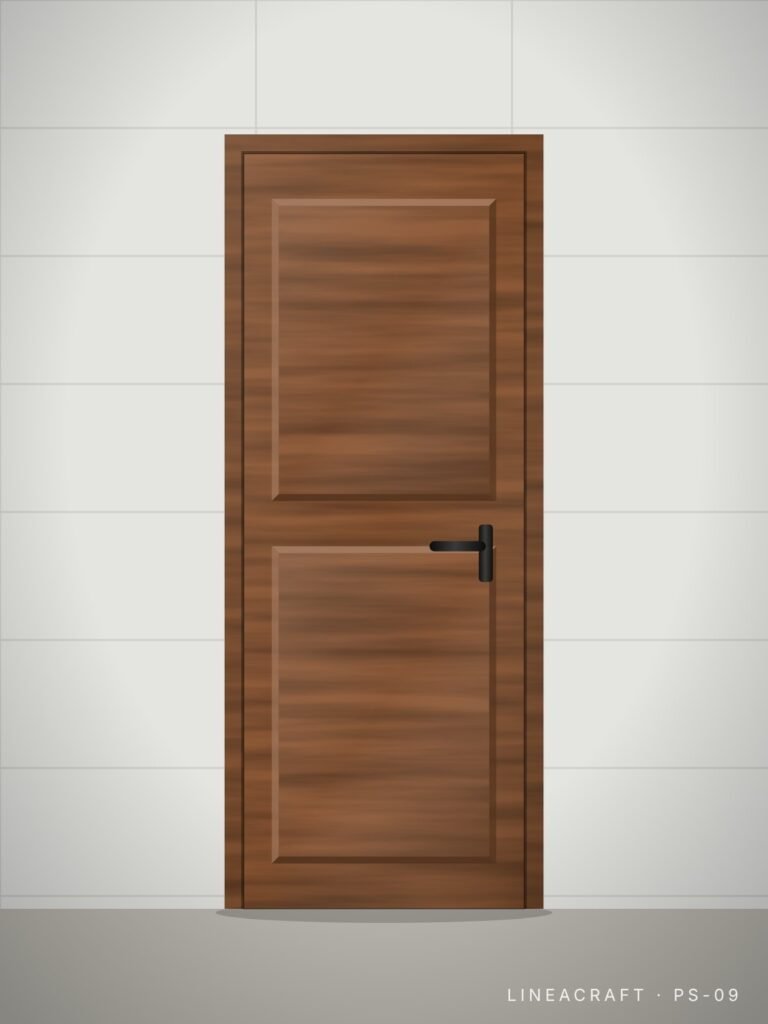 Bathroom door PS-09 – two raised panels, teak – LINEACRAFT