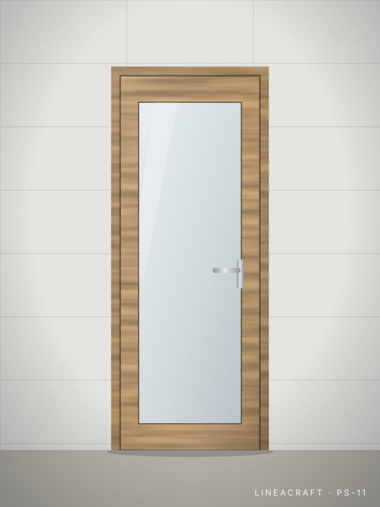 Bathroom door PS-11 – large glazed panel, light ash – LINEACRAFT