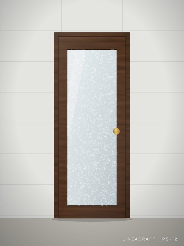 Bathroom door PS-12 – large glazed panel, walnut – LINEACRAFT