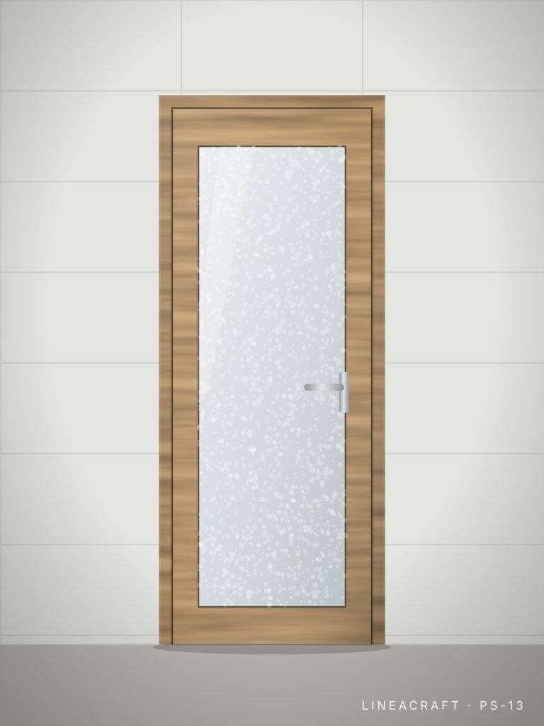 Bathroom door PS-13 – large glazed panel, light ash – LINEACRAFT