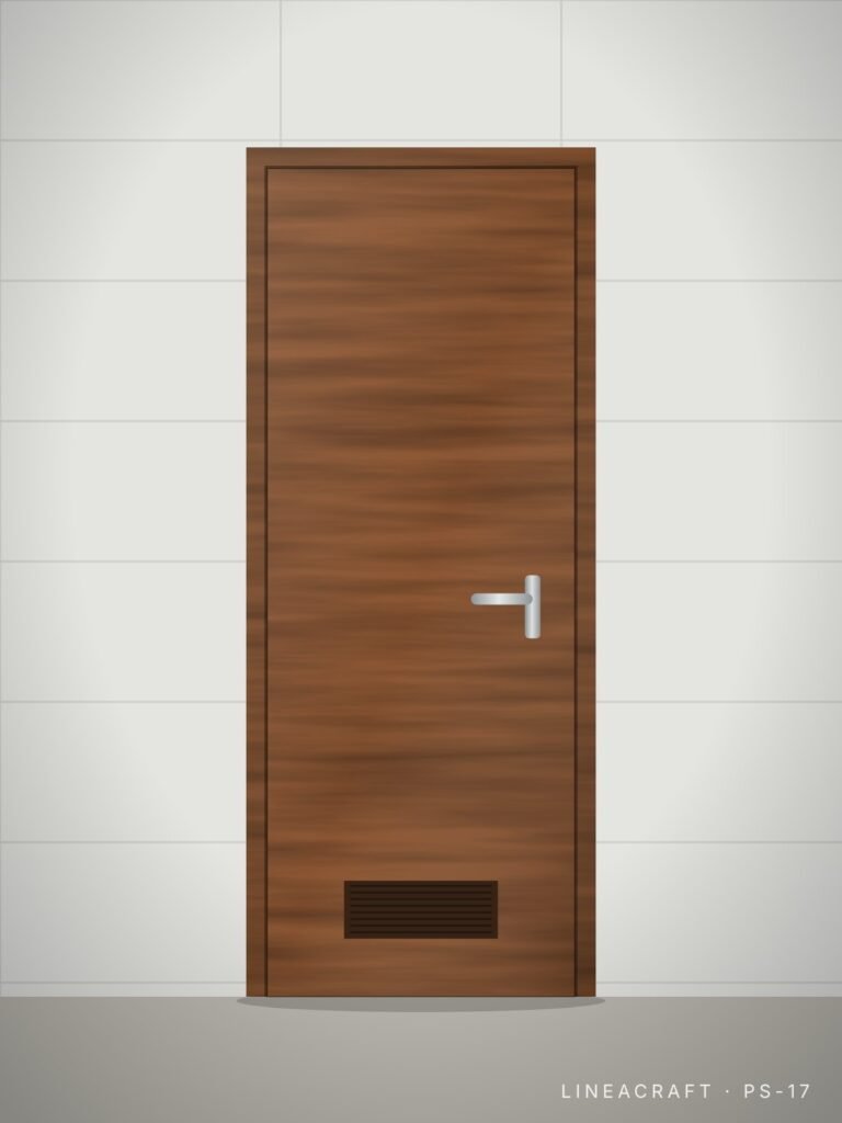 Bathroom door PS-17 – ventilation grille, teak – LINEACRAFT