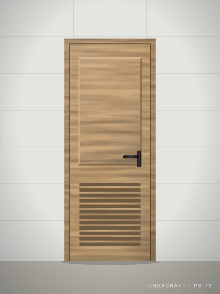 Bathroom door PS-19 – louvred ventilated, light ash – LINEACRAFT